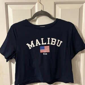 Navy Malibu USA Crop Top